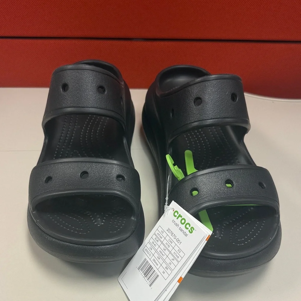 CROCS Black Platform Slide Sandals us 9 - Picture 2 of 7